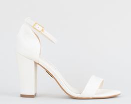 Sandália Gisele Salto Bloco 10cm Velvet Off White CBK