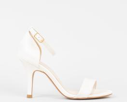 Sandália Gisele Salto Fino 7cm Sola Natural Velvet Off White CBK