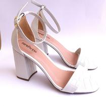 Sandalia giseli salto bloco alta off white