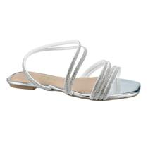 Sandália Godiva Rasteira Flat Prata