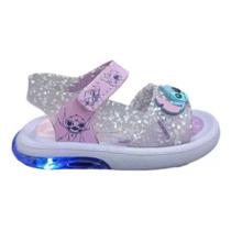 Sandália Grendene Meninas Stitch Disney Led Lilás Vidro Glitter