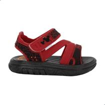 Sandália Grendene Meninos Infantil Baby Car Mickey Disney Preto Vermelho