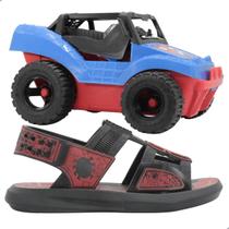 Sandália Grendene Spider Man Trator Buggy Preto Vermelho