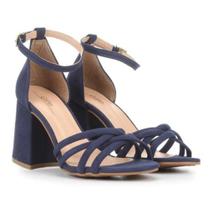 Sandália griffe salto grosso tiras cruzadas