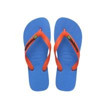 Sandália Havaianas Chinelo Brasil Logo Fc Azul/Laranja