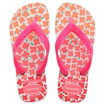 Sandalia Havaianas Kids Flores Branco Rosa 29/30