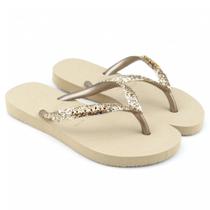 Sandália Havaianas Kids Slim Glitter II - Areia