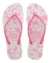 Sandália Havaianas Slim Daisy Caitti - Branco/Rosa