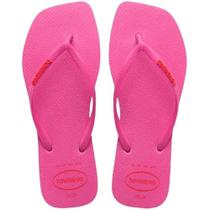 Sandália Havaianas Slim Square Logo Pop Up - Rosa Flux