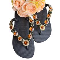 Sandália Havaianas Top Feminino Customizada Pedra Cor Whisky Linda