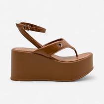 Sandália Improviso Anabela De Dedo Marrom