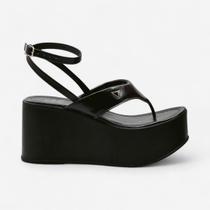 Sandália Improviso Anabela De Dedo Preta