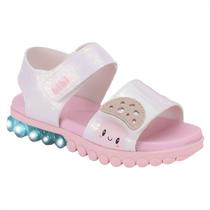 Sandália Infantil Bibi Feminina Summer Roller Light Luz Led Com Brilhos De Cogumelo