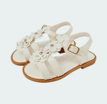 Sandália Infantil com flor menina OFF WHITE FLOR