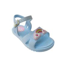 Sandália infantil feminina azul/arco-iris
