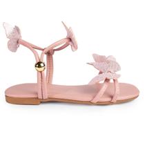 Sandália Infantil Feminina Borboleta Napa Soft Pétala Rose Glitter