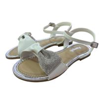 Sándalia Infantil Feminina Cherrie Meio Laço Strass Branca