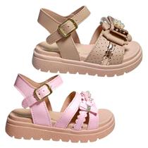 Sandália Infantil Feminina Kit 2 Pares Ideal para Passeio e Festa