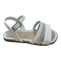 Sandália Infantil Feminina Mili Tiras com Strass Branca 642096