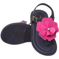 Sandália Infantil Feminina Para Escola Com Laço Flor