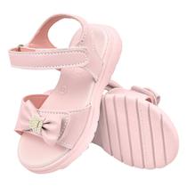 Sandália Infantil Feminina Rosa Menina Delicada Laço Perolas