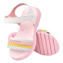 Sandalia Infantil Feminina Tranças Coloridas Menina Modinha Macia Confortavel