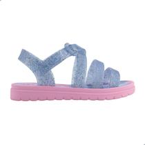 Sandália Infantil Grendene Kids 23247 Disney Sweet Bag Rosa e Azul Glitter