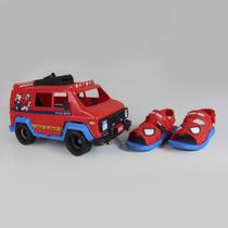 Sandália Infantil Homem Aranha Com Furgão Grendene Kids 23222 Azul