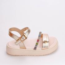 Sandália Infantil Kidy Mini Flat Form Com Strass Dourado Sandália Infantil Kidy Mini Flat Form Com Strass Dourado