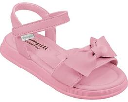 Sandália Infantil Marca Pampili Candy Color Com Laço Frontal Colorida Rosa Anatõmica 702030