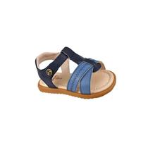 Sandália Infantil Masculina Sameka Tiras Bordadas Azul Marinho