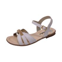 Sandália Infantil Menina Fivela Strass Tiras Branca Sandália Infantil Menina Fivela Strass Tiras Branca