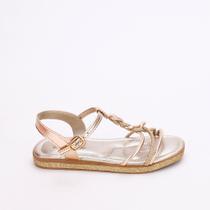 Sandália Infantil Menina Kidy Flat Com Brilho Dourado