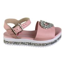 Sandália Infantil Menina Molekinha Flatform Com Brilho