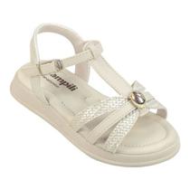 Sandalia Infantil Menina Pampili Flower Bege com Pedra