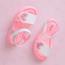 Sandália Infantil Menina Pampili LiLi-Branco/Rosa Neon