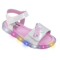 Sandália Infantil Menina Pampili Lulli Led Borboleta- Branco/ Rosa Danone