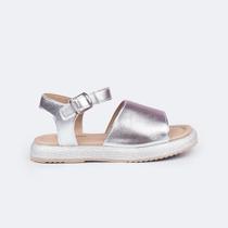 Sandália Infantil Menina Pampili Metalizada Lisa Prata