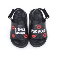 Sandália Infantil Menina Plugt Mini Bizz Beijinhos da Titia Preta Confortável e Leve Sandália Infantil Menina Plugt Mini Bizz Beijinhos da Titia Preta Confortável e Leve