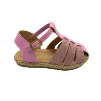 Sandália Infantil Menina Rasteira Sandalinha Casual Confortável Com Brilho Rosa LiaMalia