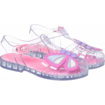 Sandália Infantil menina TRANSPARENTE + aplique BORBOLETA escolar Camin