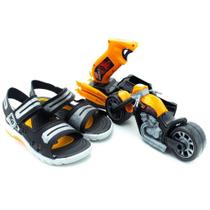 Sandália Infantil Menino Kidy Toys 392.0002 - Preto e Laranja