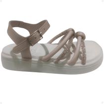 Sandália Infantil Mini Sua Cia Soft Flatform Strass Nude