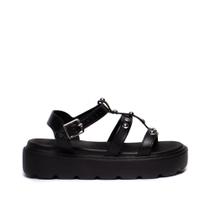 Sandália Infantil Molekinha Flatform com Tachas e Brilhos Preto