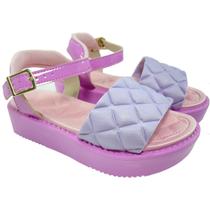 Sandália Infantil Molekinha Flatform Matelassê - Rosa e Lilás