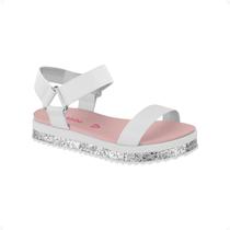 Sandália Infantil Molekinha Flatform Metal Glamour Branca