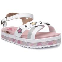 Sandália Infantil Molekinha Flatform Tira Strass Pedraria - Rosa