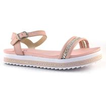 Sandália Infantil Molekinha Flatform Tira Strass - Rosa