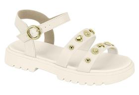 Sandalia Infantil Molekinha Menina Fashion Detalhes Dourados Conforto