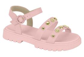 Sandalia Infantil Molekinha Menina Fashion Detalhes Dourados Conforto